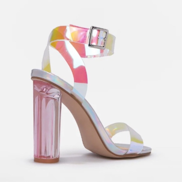 NIB New Hanna Transparent Iridescent Heeled Sandals - Picture 7 of 15